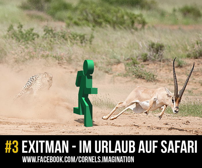 exitman im urlaub auf safari