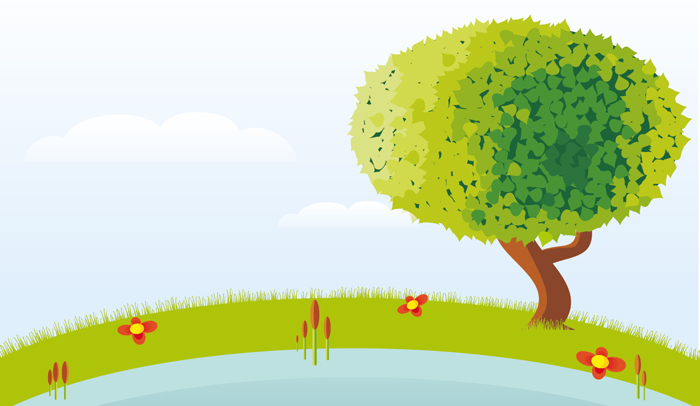 wiese see baum