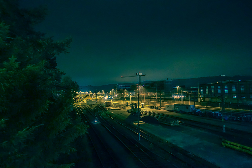 Winterthur Bahnhof Gleis Nacht